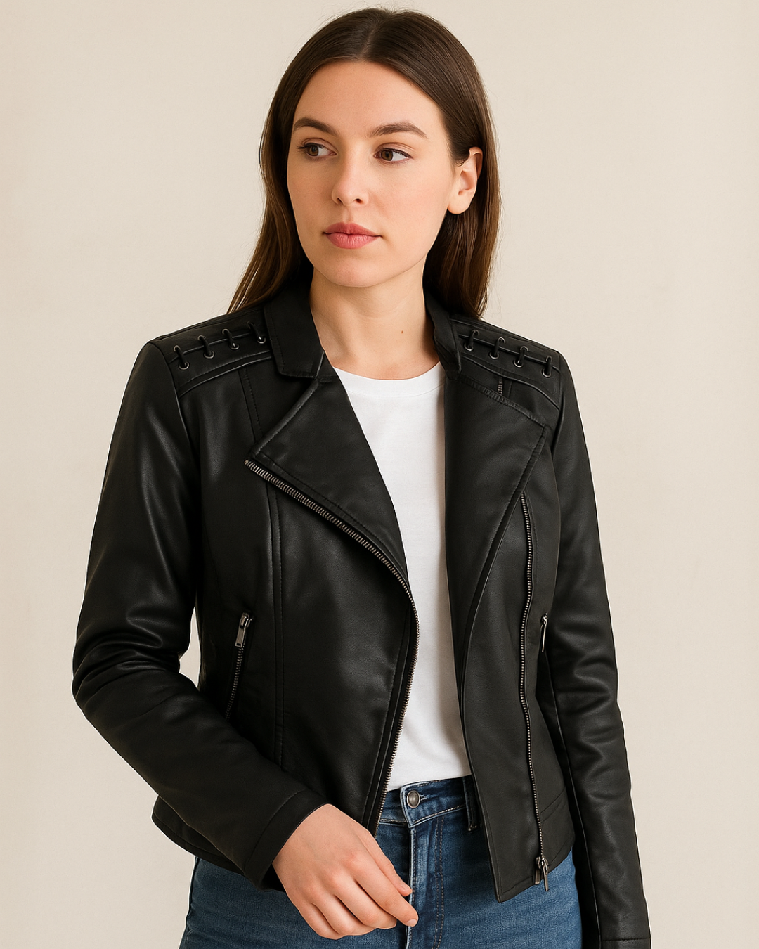 Chaqueta casual de mujer en cuero sintético®