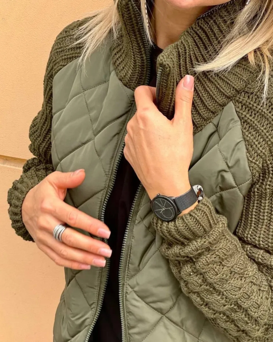 Abrigo de manga larga casual con ajuste de cremallera para mujer®