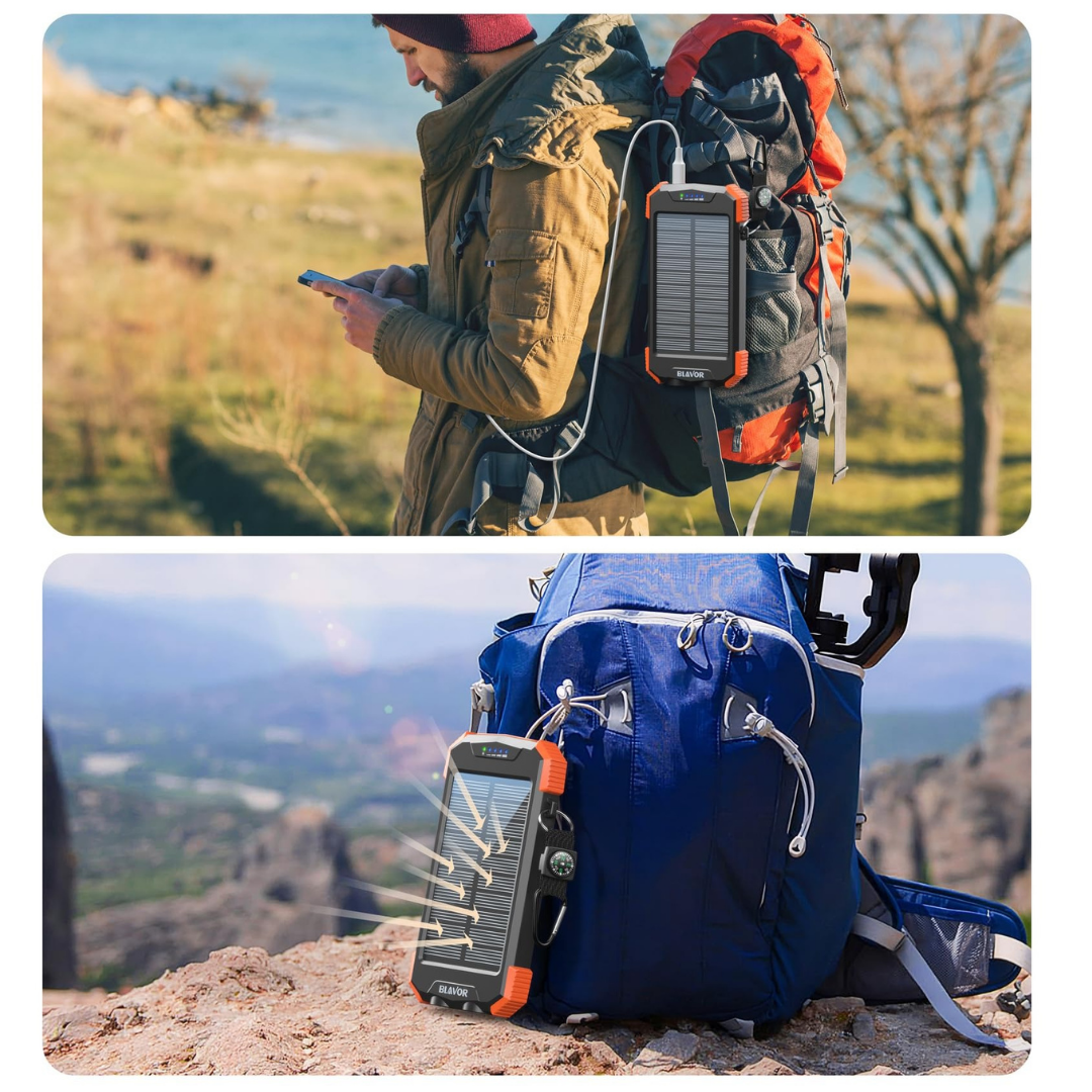 Power Bank Solar de 10.000 mAh resistente al agua y a los golpes