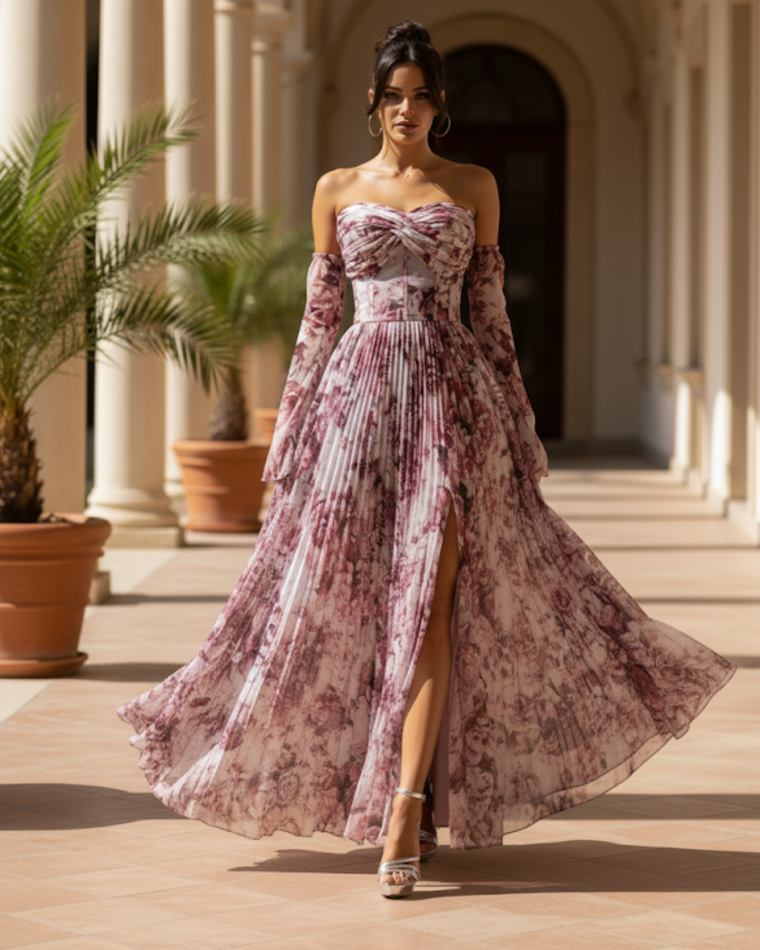 Vestido largo elgante con estampado sutil