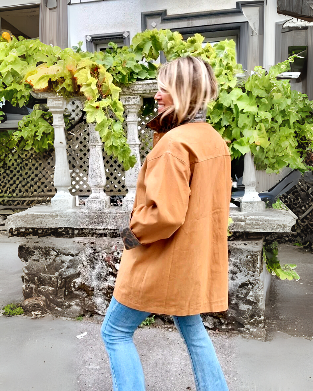 Chaqueta Oversize con Detalles en Animal Print para Mujer