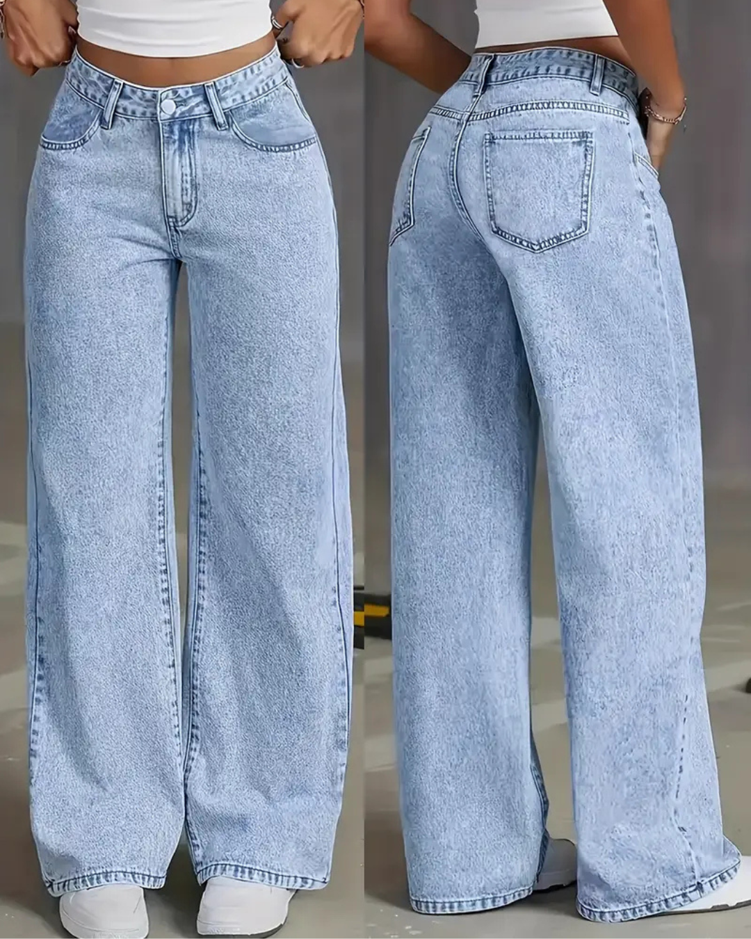 Jeans rectos de pierna ancha para mujer con estilo clasico