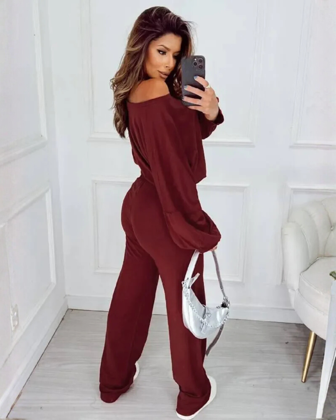 Conjunto Holgado de Dos Piezas con Tejido Suave para Mujer