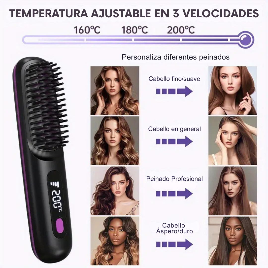 Cepillo inalámbrico con pantalla LCD y calefacción rapida