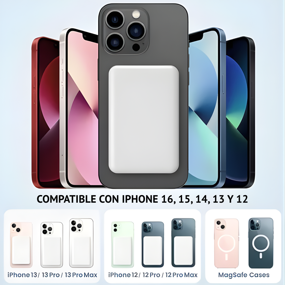 Batería Externa con Doble Modo Carga Magnética para MagSafe y Carga por Cable (5000mAh)