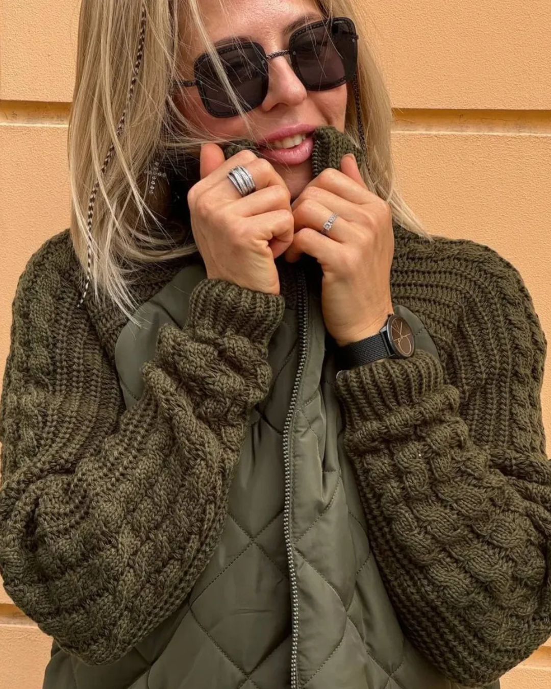 Abrigo de manga larga casual con ajuste de cremallera para mujer