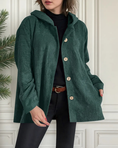 Sueter para mujer con ajuste de botones y capucha