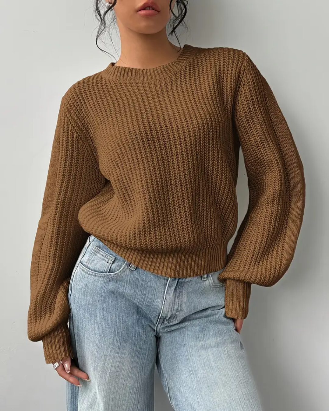 Suéter Holgado Clásico de Punto para Mujer