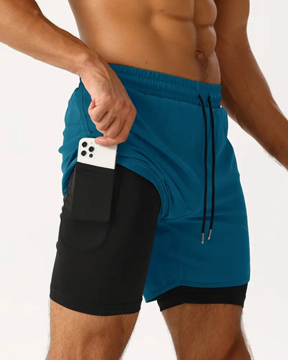 Pantalones cortos con leggings de compresión para hombre