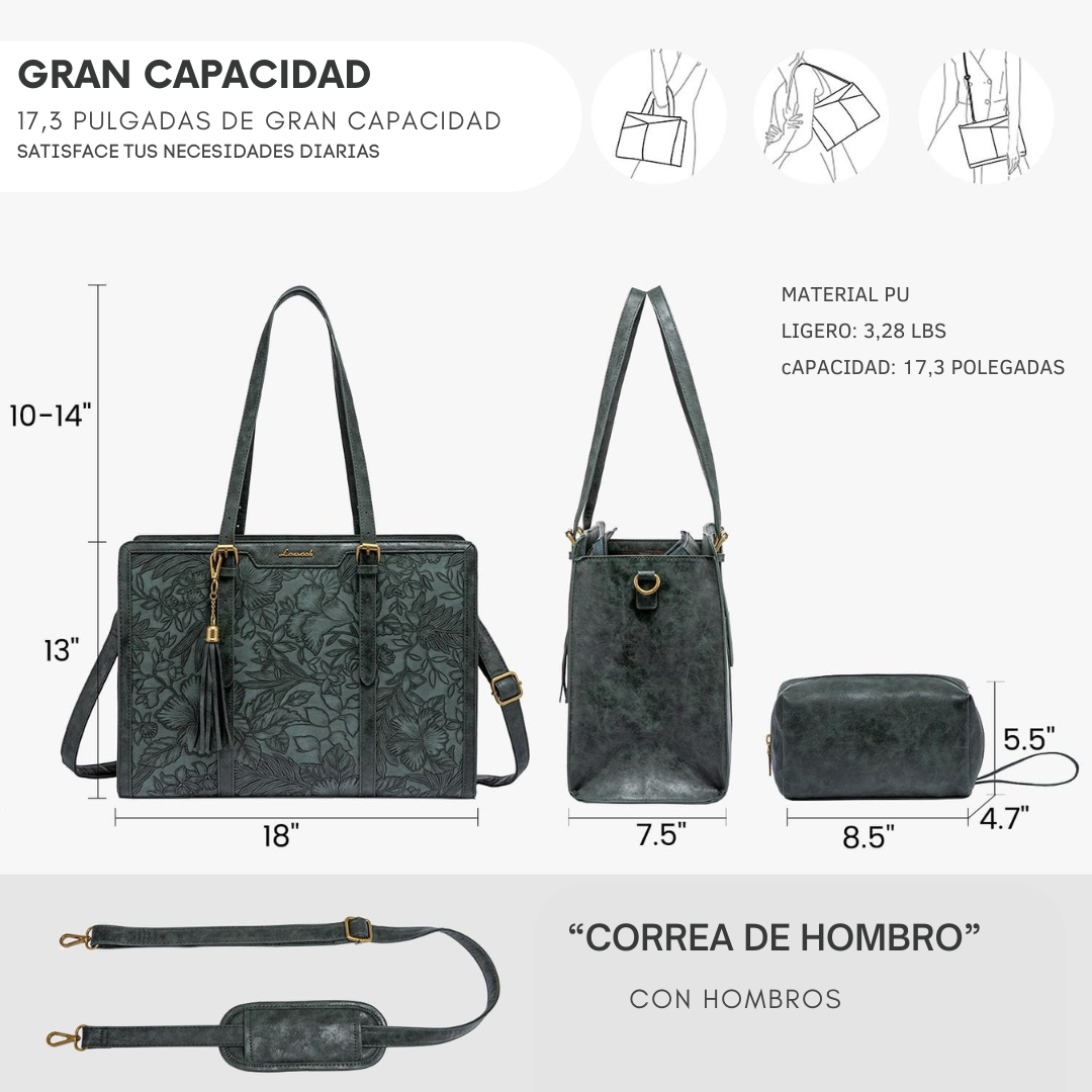 Bolso de Cuero Vintage Elegante para Portátil
