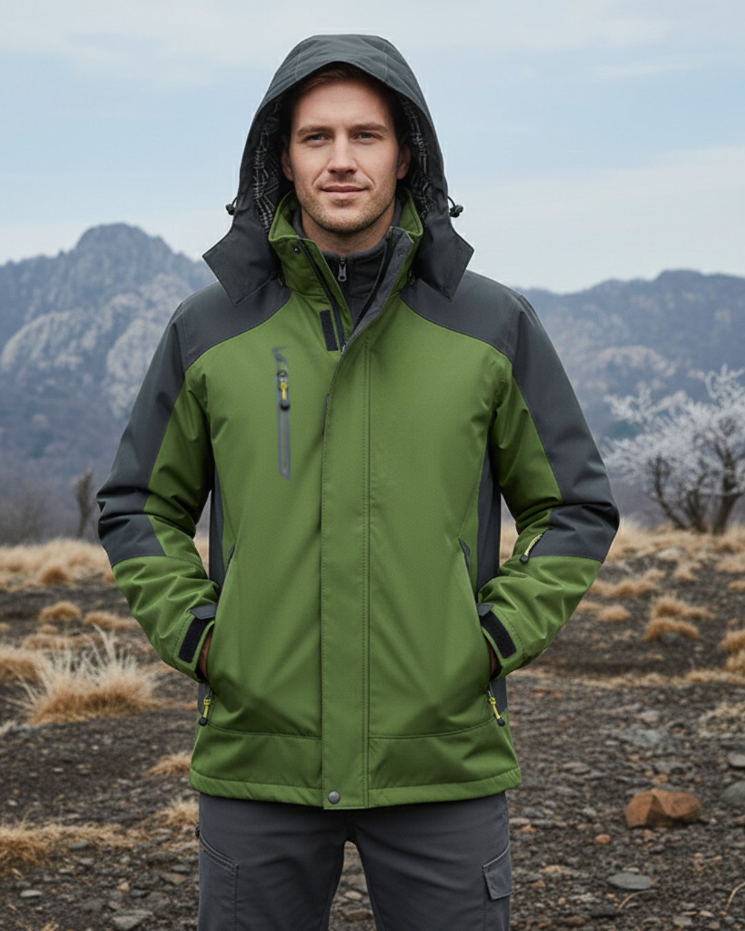 Chaqueta Rompevientos Impermeable con Capucha