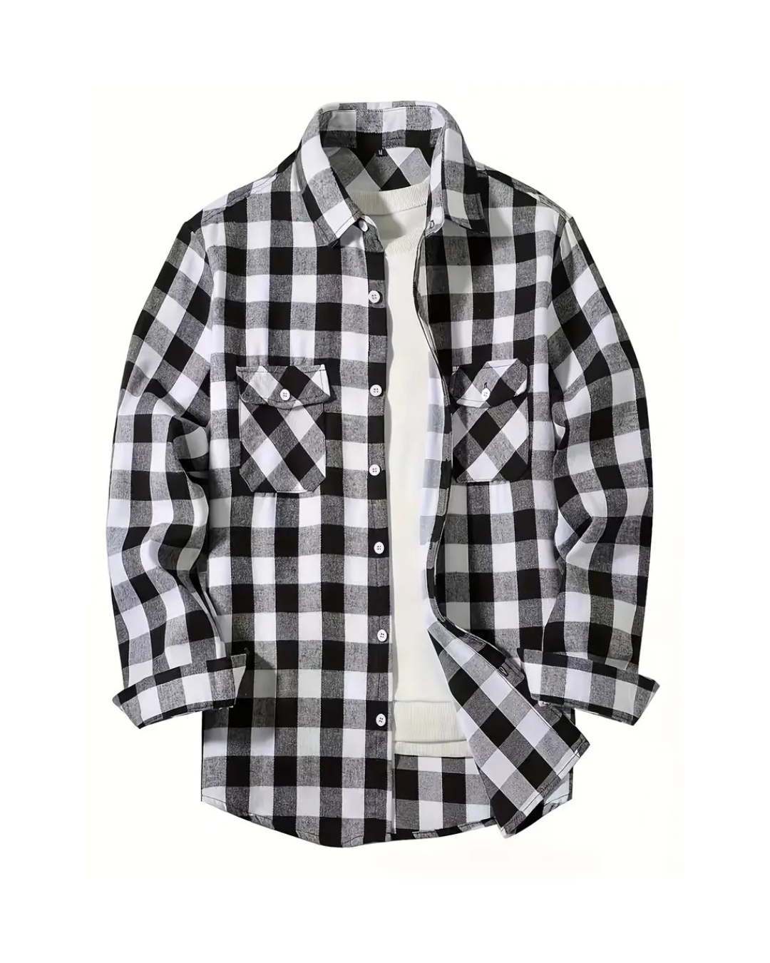 Camisa manga larga con diseño a cuadros para hombre