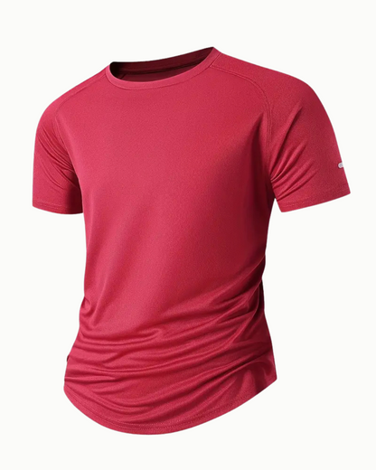 Camiseta deportiva elastica para hombre con cuello redondo