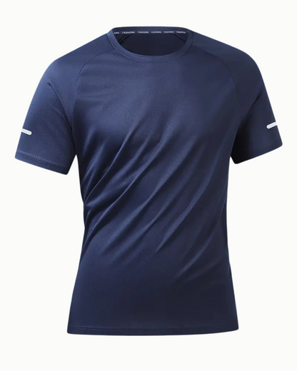 Camiseta deportiva elastica para hombre con cuello redondo