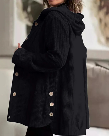 Sueter para mujer con ajuste de botones y capucha