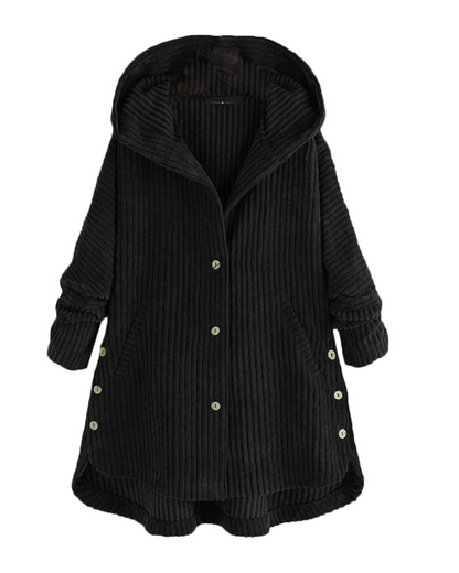 Sueter para mujer con ajuste de botones y capucha