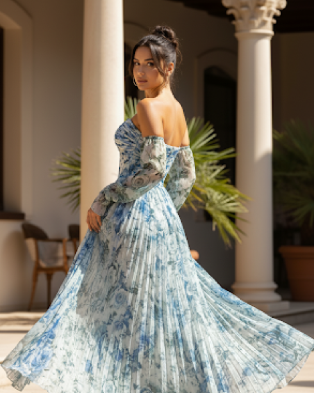 Vestido largo elgante con estampado sutil®