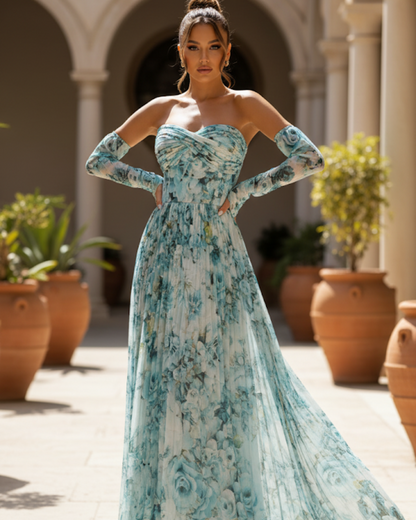 Vestido largo elgante con estampado sutil®