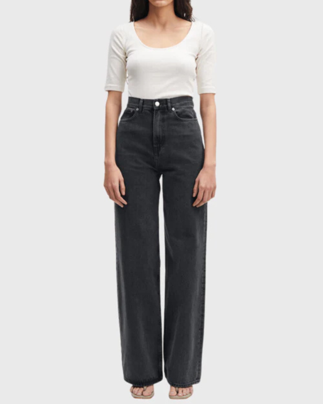 Jeans anchos de corte recto clasico para mujer