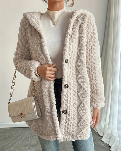 Abrigo con capucha larga para mujer