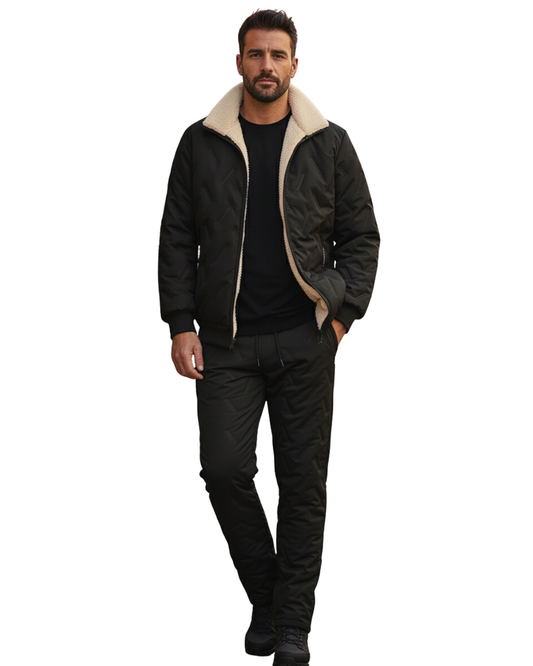 Conjunto Casual de 2 Piezas con Forro Polar para Hombre