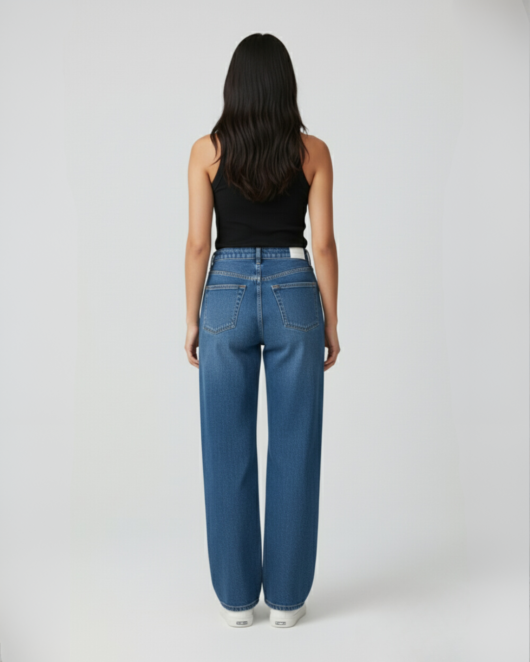 Vaqueros rectos de cintura alta para mujer