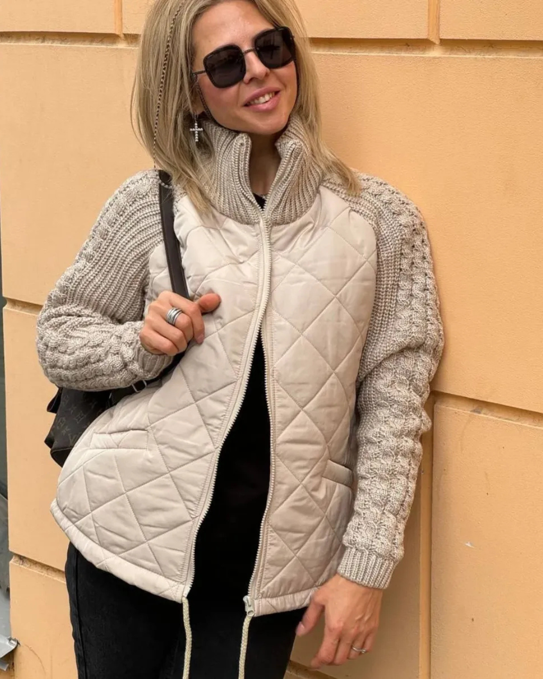 Abrigo de manga larga casual con ajuste de cremallera para mujer