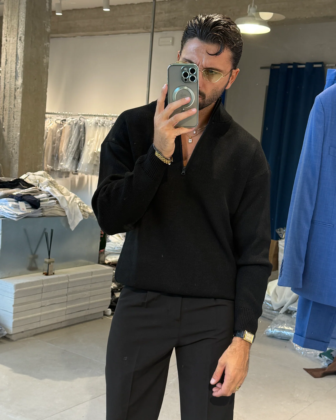 Suéter de punto liso para hombre