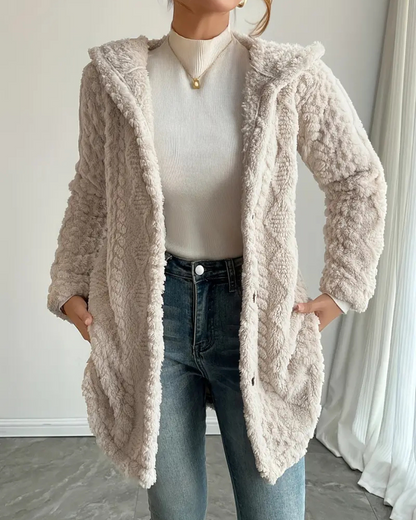 Abrigo con capucha larga para mujer