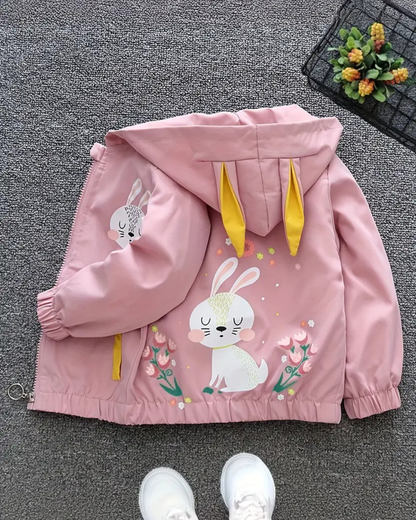 Abrigo ligero para niñas con diseño de capucha y estampado animado®