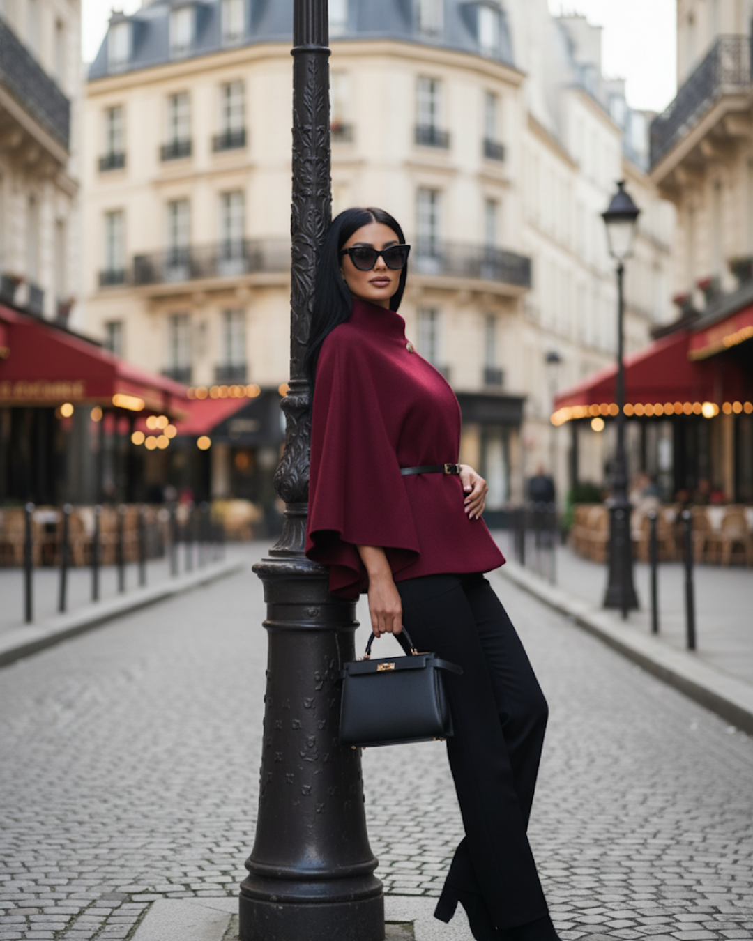 Abrigo elegante con cinturón para mujer