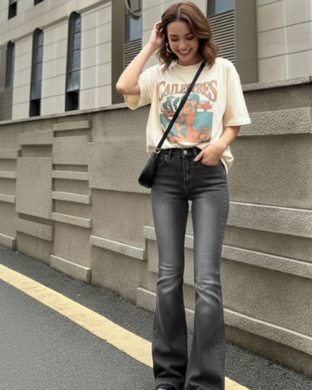 Pantalón de cintura alta acampanado