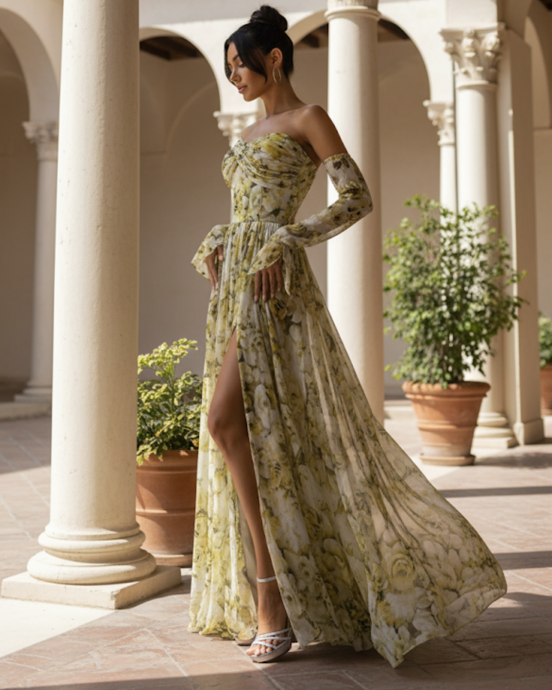 Vestido largo elgante con estampado sutil®