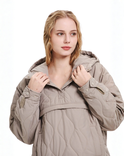 Abrigo con capucha acolchada plegable e impermeable Para Mujer