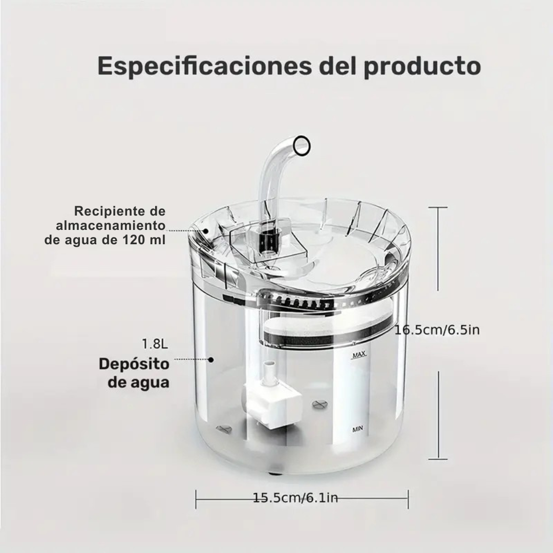 Dispensador de Agua Inteligente para mascotas de 1.8L con Grifo