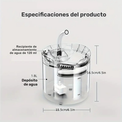 Dispensador de Agua Inteligente para mascotas de 1.8L con Grifo