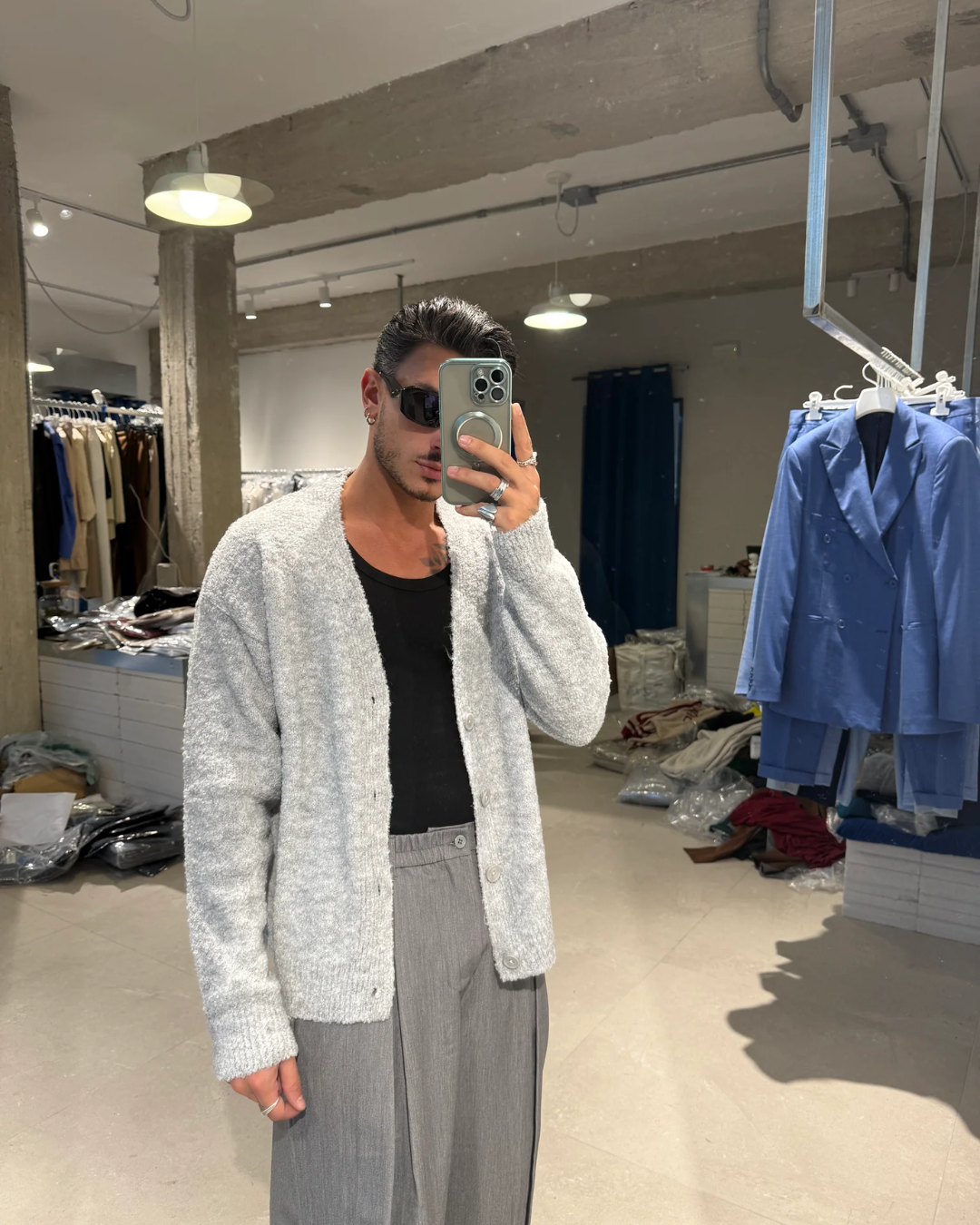 Cárdigan de punto abotonado para hombre