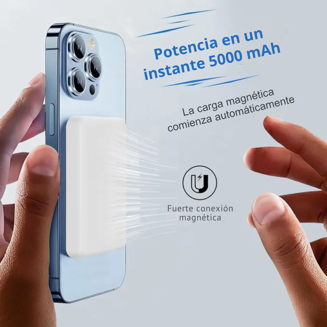 Batería Externa con Doble Modo Carga Magnética para MagSafe y Carga por Cable (5000mAh)