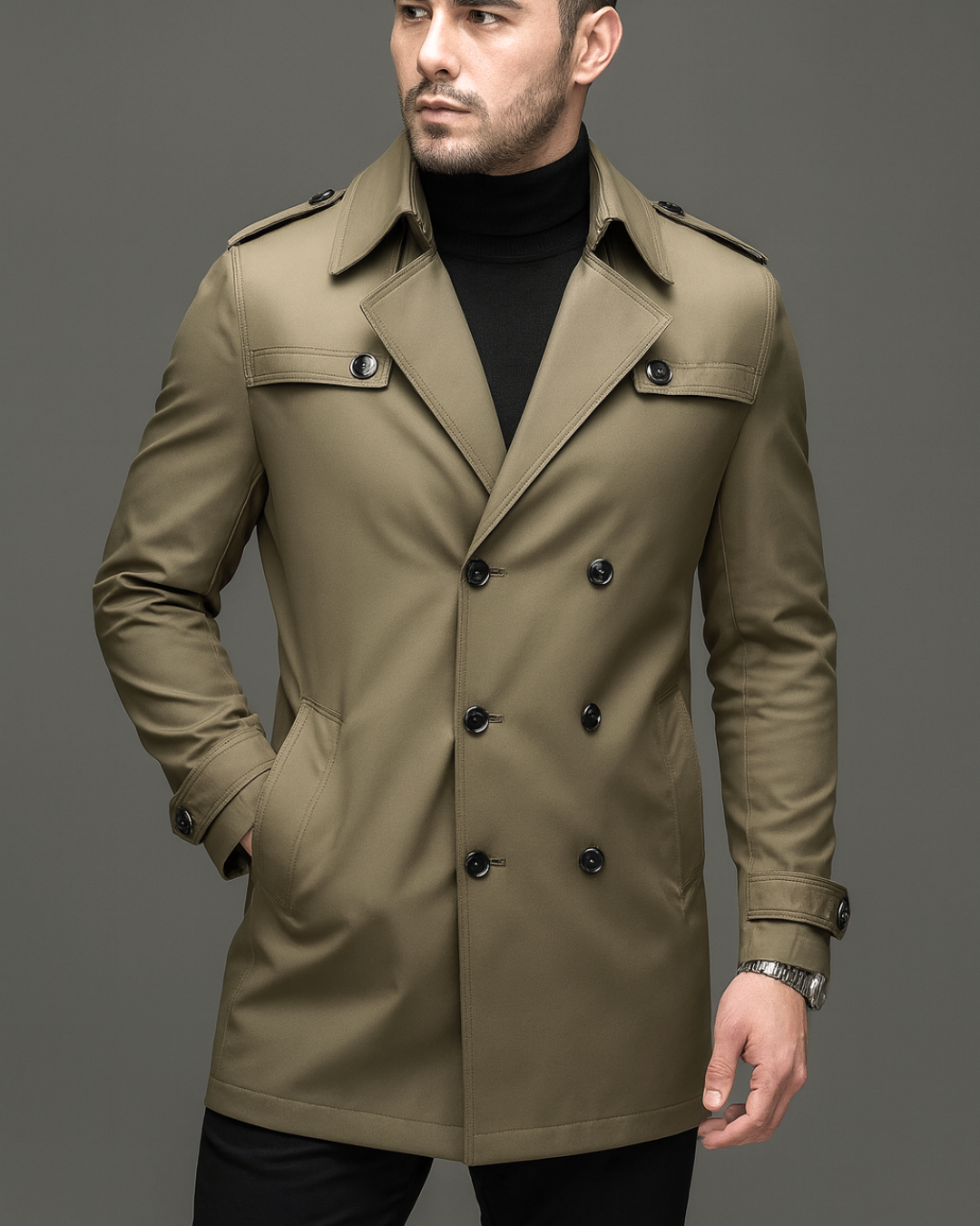 Chaqueta Clásica de Longitud Media con Forro Desmontable para Hombre