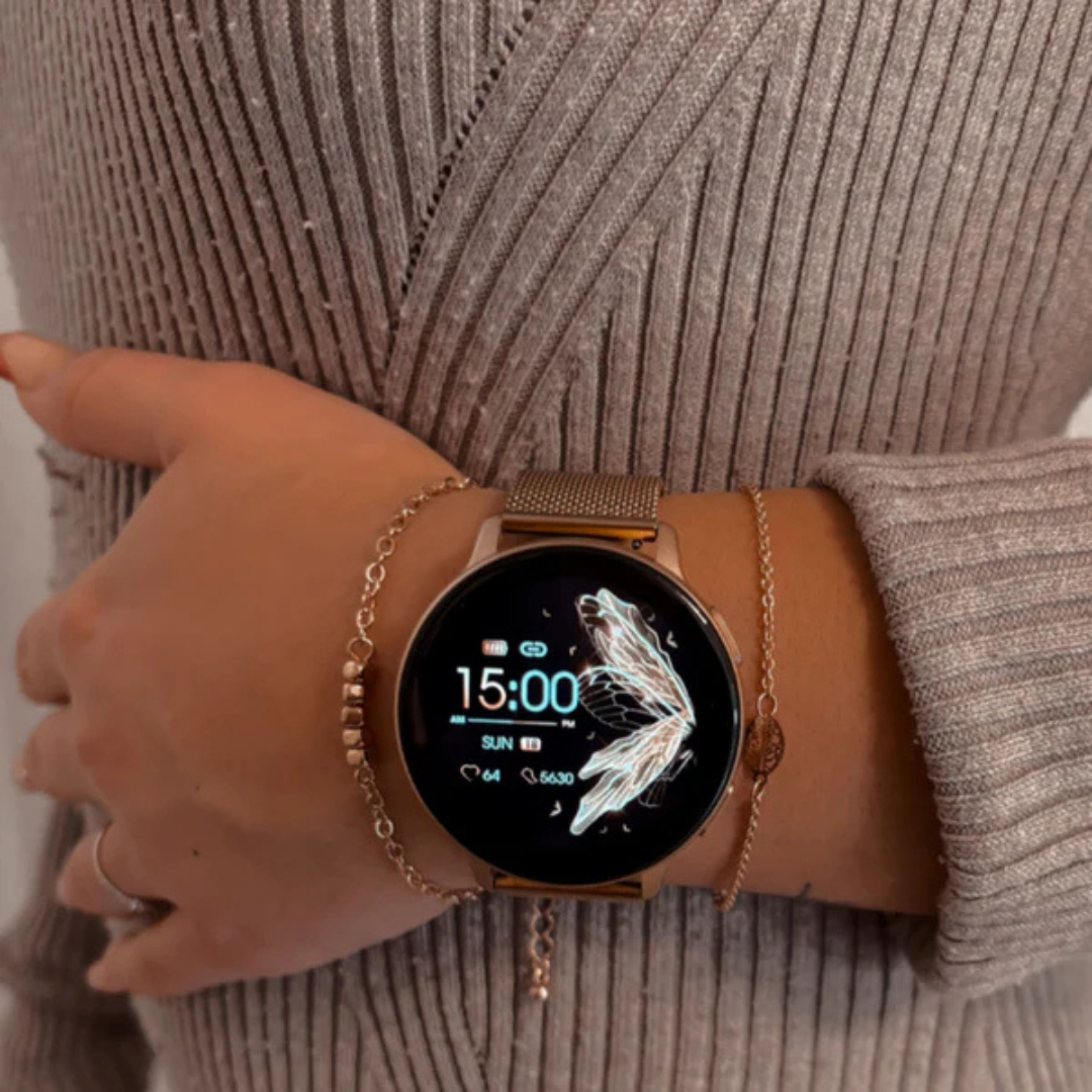 Smart watch con correa de malla de acero inoxidable tejida®