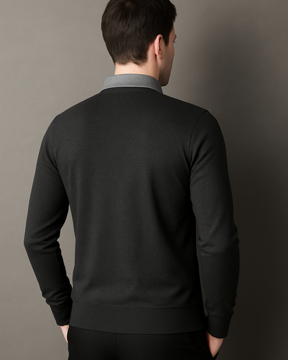 Cárdigan de Punto Elastico con Cuello de Camisa para hombre