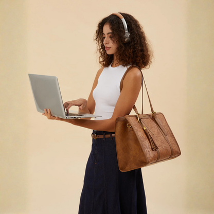 Bolso de Cuero Vintage Elegante para Portátil