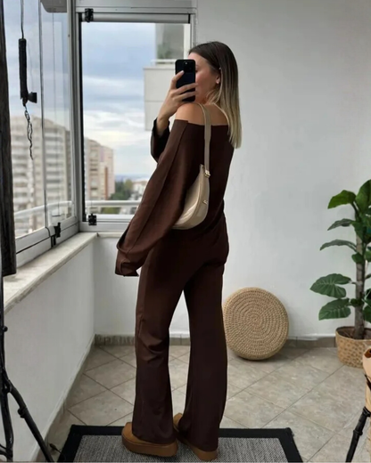 Conjunto Holgado de Dos Piezas con Tejido Suave para Mujer