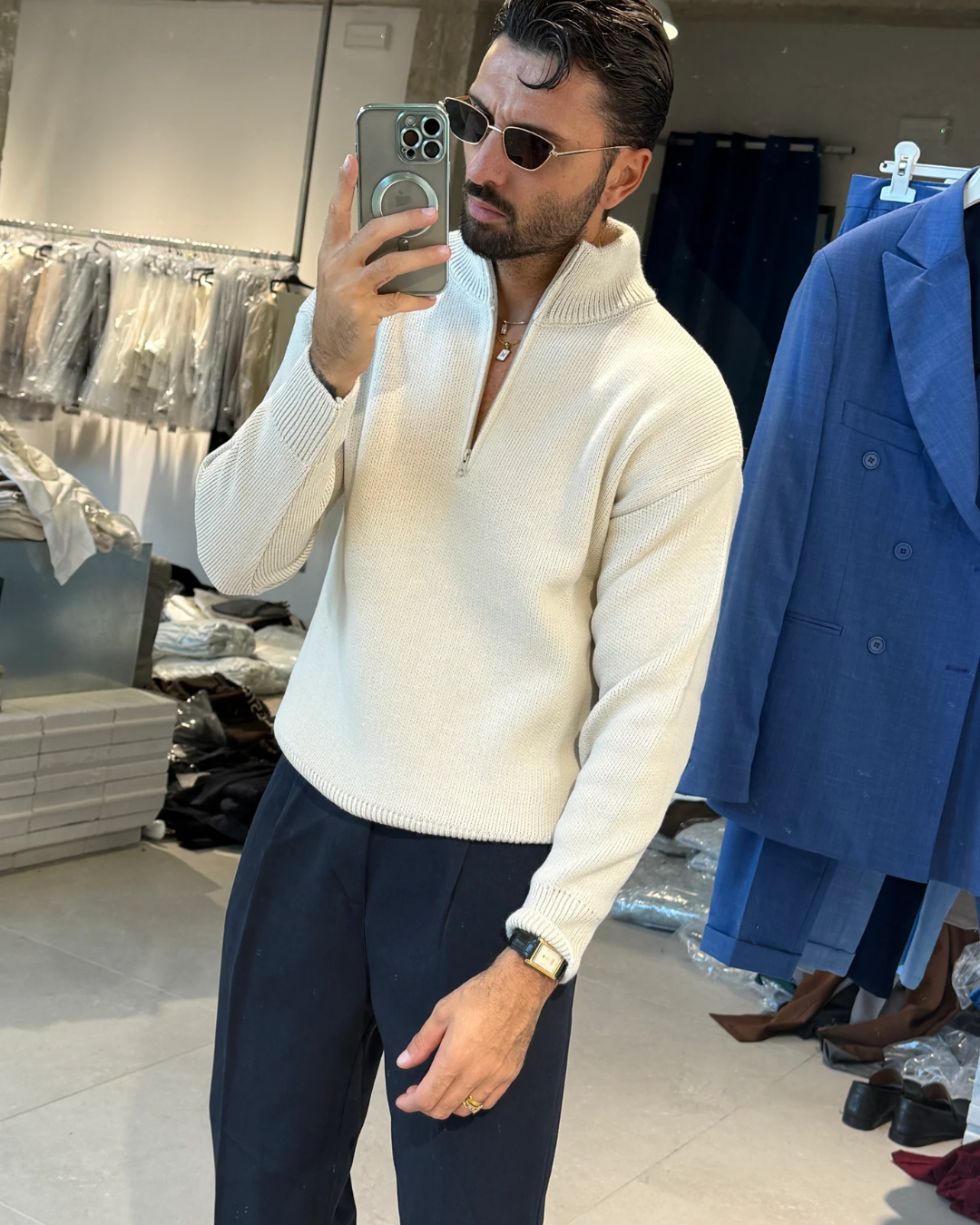 Suéter de punto liso para hombre