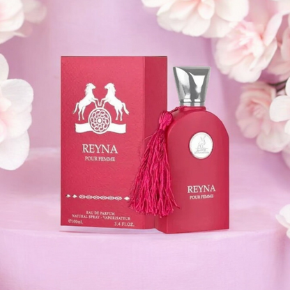 Perfume reyna con esencia elegante de 100 ml.