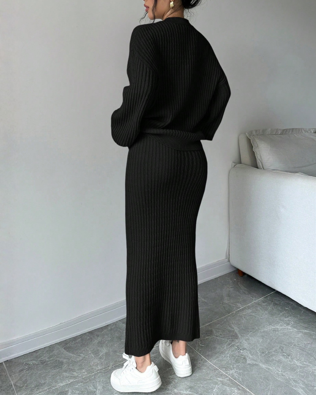 Set 2 Piezas Suéter de Manga Larga + Falda Casual – Estilo Cómodo & Elegante®