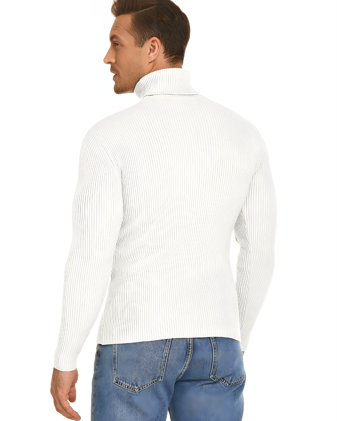Suéter de Cuello Alto de Punto Acanalado Para Hombre®