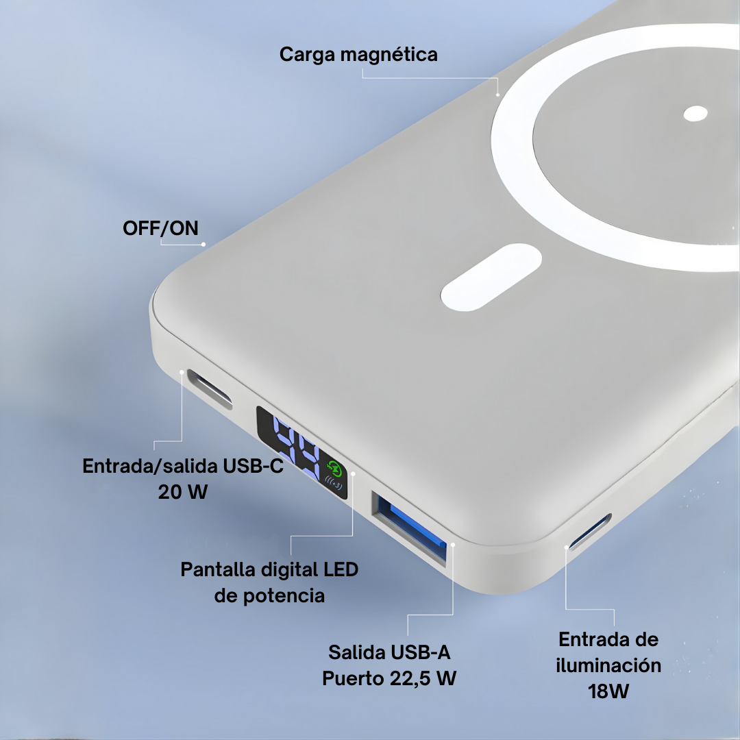 Batería Externa Magnética Plegable de 10000mAh Carga Ultra Rápida®