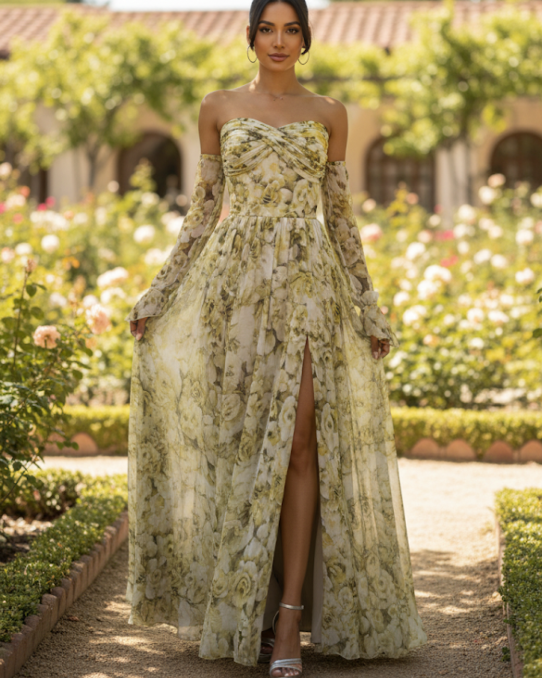 Vestido largo elgante con estampado sutil®