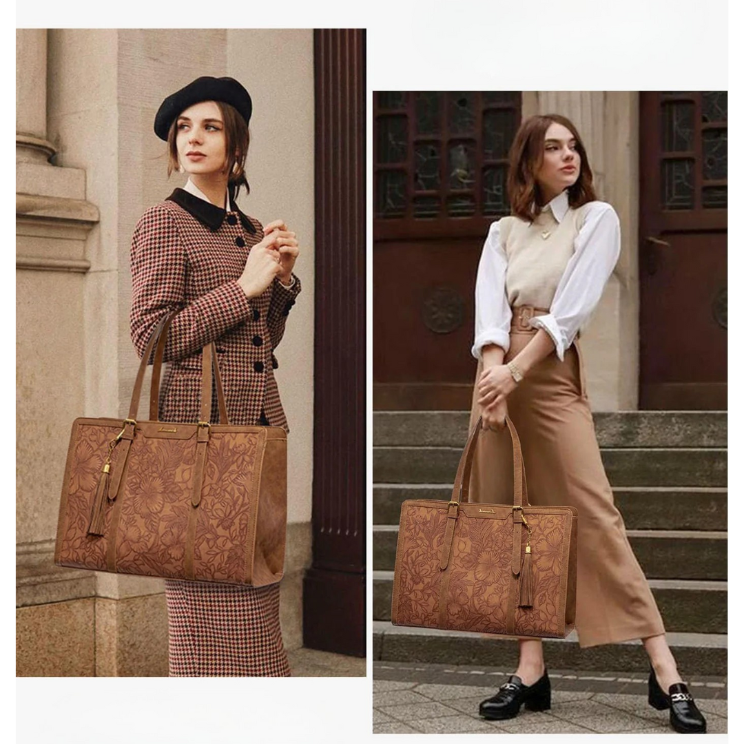 Bolso de Cuero Vintage Elegante para Portátil